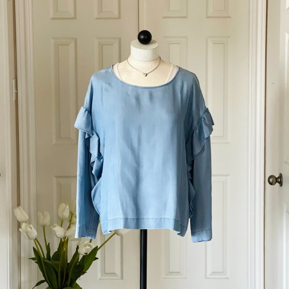 Vince Camuto Ruffle Scoop Neck Blouse - Picture 2 of 11